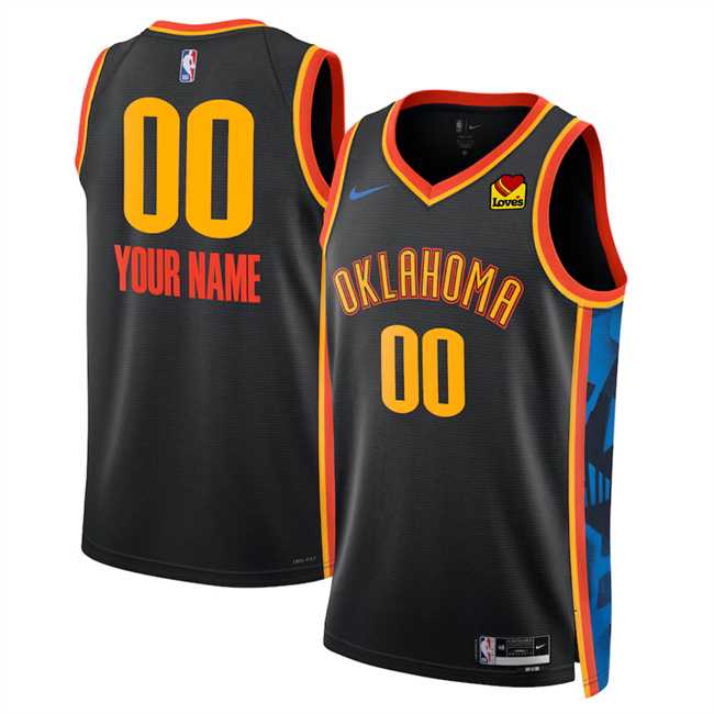 Men%27s Oklahoma City Thunder Active Player Custom Black 2024-25 City Edition Stitched Basketball Jersey->customized nba jersey->Custom Jersey